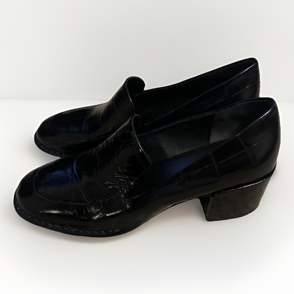 Vince. Women’s  Black Leather Vero Cuoio Slip On Loafers Old Money Preppy Size 7 - Picture 7 of 10